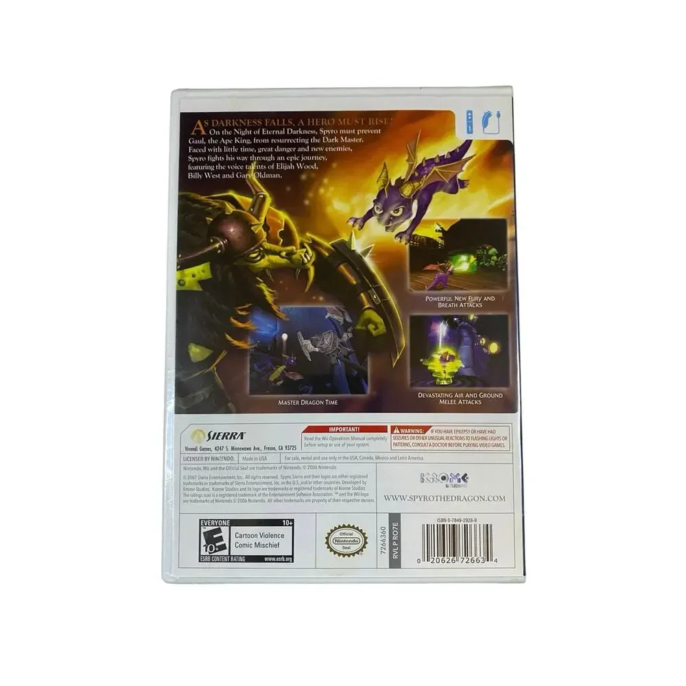 Nintendo Wii Legend Of Spyro The Eternal Night Video Game NWT